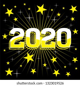 2020 new year abstract background with black color
