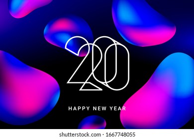 2020 New Year abstract gradient background. Colorful fluid liquid shapes. Vector illustration.
