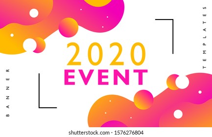 2020 new year background banner template. Modern liquid trend style number symbol and text typography lettering. Festival, event, music, concert poster layout. Vector illustration.