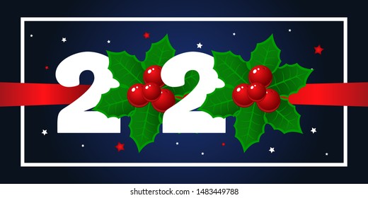 2020 New year background. Template greeting card, brochure or banner. Vector 