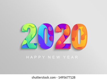 2020 New Year banner,logo,coloured emblem for your seasonal holidays flyers, greetings,invitations,christmas themed congratulations cards.Template for brochures,business diaries.Vector illustration.