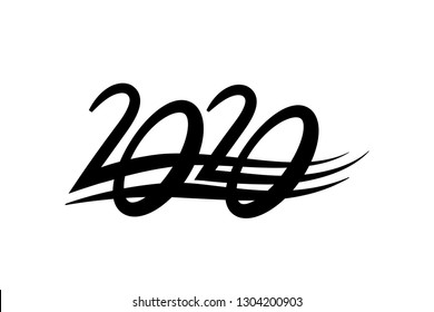 2020 New Year. Black Text lettering