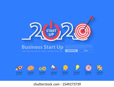 2020 new year business start up plan, marketing strategy target market ideas concept, Vector illustration modern design layout template