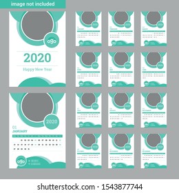 2020 new year calendar design template creative and unique theme date panel or month set