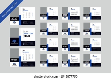 2020 new year calendar design template creative and unique theme date panel or month set