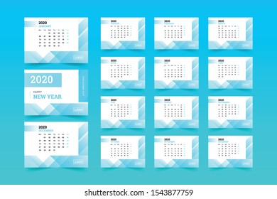 2020 new year calendar design template creative and unique theme date panel or month set