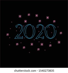 2020 New Year celebration background for cover, Flyer or poster with glitter elements and rainbow colors
