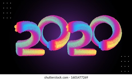 2020 new year celebration text effect vector file