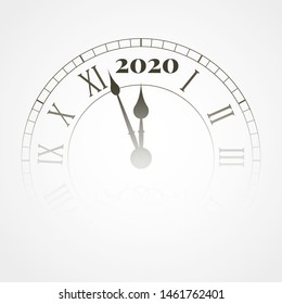 2020 New year. New year clock. Happy new year
