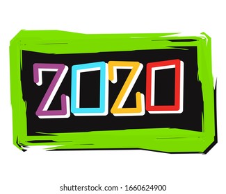 2020 New Year colour banner, logo for your seasonal holidays flyers, greetings and invitations, christmas themed congratulations and cards.Template for brochures, business diaries.Vector illustration.