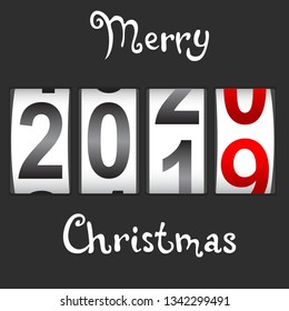 2020 New Year counter Christmas congratulation Black background
