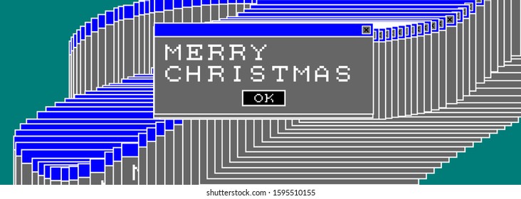 2020 New Year data corruption glitch art modern trendy style design for Christmas holiday poster, greeting card, invitation, banner or placard. Window error. Vector illustration