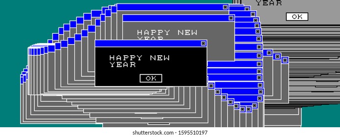 2020 Datos de Año Nuevo corrupción desperfecto arte moderno diseño de estilo moderno para afiches, tarjetas de felicitación, invitación, pancartas o carteles de Navidad. Error de ventana. Ilustración del vector