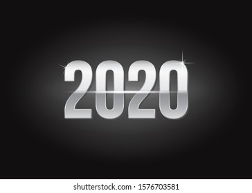 2020 new year design background with shiny number. Dark background with light effects for the purposes of celebrating the new year 2020. Background can be used for social media and posters.