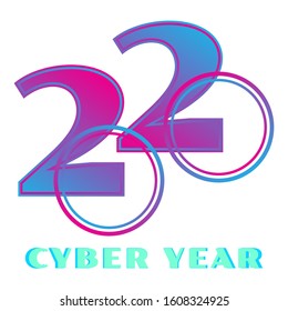 2020 New Year design. Cyberpunk style. Vector techno template. Retrowave concept.