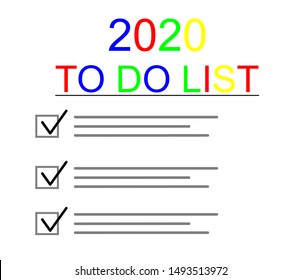2020 new year to do list with cheklist form