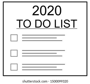 2020 New Year To Do List form, isolated on white background