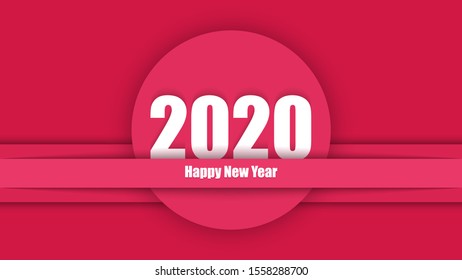 2020 new year elegant red paper cut background with modern style, realistic paper cut effect, flat design