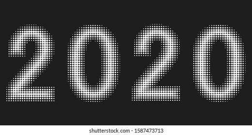 2020 new year figures date halftone style vector 2020 halftone effect numbers Dotted font