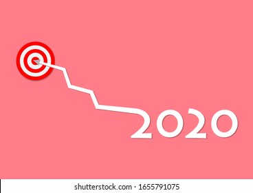 2020 new year goal target pink background. Marketing life Business motivation,inspiration concepts ideas.
