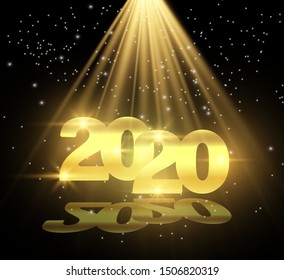 2020 new year golden numbers, shiny dust, bright particles.Christmas abstract pattern. A beautiful illustration for the postcard. The background for the image. New Year tree. Garland.