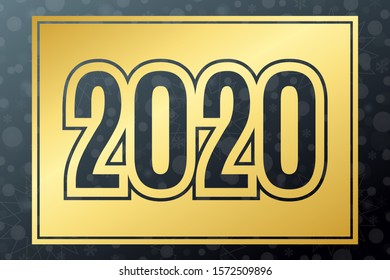 2020 New year golden vector. Greeting card. Gradient background with snowflakes. Winter holiday illustration
