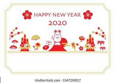 2020 New year greeting card, year of the rat.