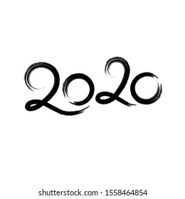 2020 new year hand drawn illustration on white background. Collection of Happy New Year and happy holidays, lettering design element, handwritten isolated on white background. Calendar 2020