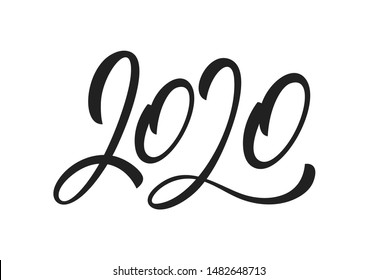 2020. New Year holiday greeting lettering calligraphy 2020.