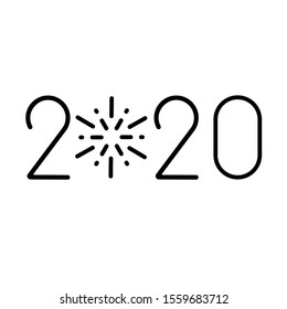 2020 new year line art vector illustration with the firework. 	
Happy New Year 2020 logo text design. Cover of business diary for 2020 with wishes. Brochure design template, card, banner. Vector