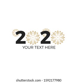 2020 new year logo design with fireworks. Vector design.