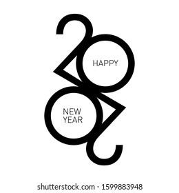 2020 new year logo. Graphic design with vector logotype, symbol, sign 2020 and text: Happy New Year. Graphic modern numbers for banner, calendar, greeting card, invitation concept.