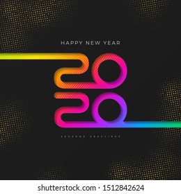 2020 new year logo. Greeting design with multicolored number of year. Design for greeting card, invitation, calendar, etc.