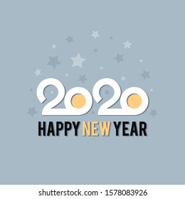 2020 new year logo, icon, card with a greeting message and number 2020; graphic element for banner, poster, postcard, invitation and other designs;  clean minimalist style