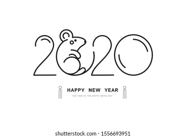 2020 New Year logo. Symbol for your infographics web site design, logo, app, UI. Editable stroke. Vector illustration, EPS10. 
