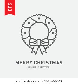 2020 New Year logo of wreath . Symbol for your infographics web site design, logo, app, UI. Editable stroke. Vector illustration, EPS10. 