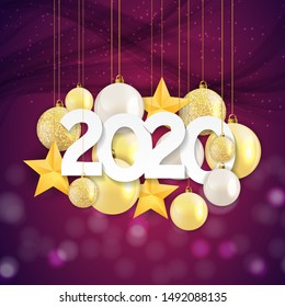 2020 New Year and Merry Christmas Background. Vector Illustration EPS10