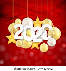 2020 New Year and Merry Christmas Background. Vector Illustration EPS10
