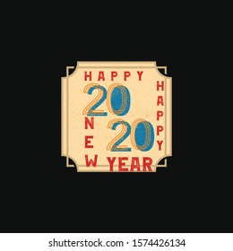 2020 New Year on a dark background Creative element for design  vintage cards invitations party for the New Year 2020 and Christmas Modern design gold line 2020 festive invitation card Vector