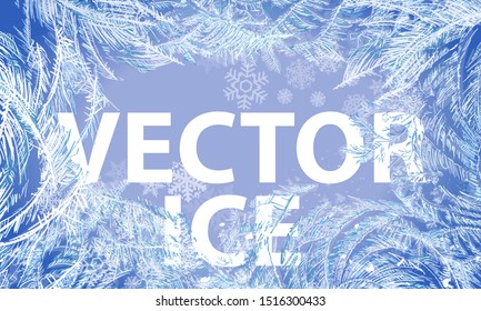 2020 New Year on ice frosted background. RGB. Global colors. One editable gradient is used for easy recolor. Vector illustration. icy Christmas background. snow and icicles