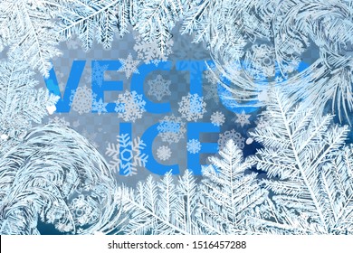 2020 New Year on ice frosted background. RGB. Global colors. One editable gradient is used for easy recolor. Vector illustration. icy Christmas background. snow and icicles