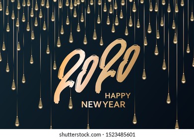 2020 new year. Shining garland and lanterns. Template for banner, greeting card, poster, flyer. Vector illustration.