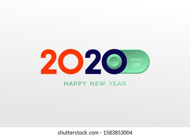 2020 new year startup and target market ideas concept design. Celebration text graphics. Cover of business diary for with wishes. Brochure design template, poster, card, banner. Vector illustration.