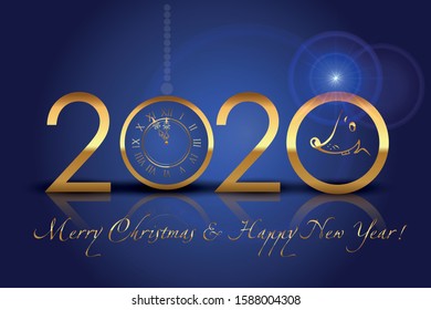 2020. New Year Symbol - vector illustration for greeting  Xmas cards and posters 