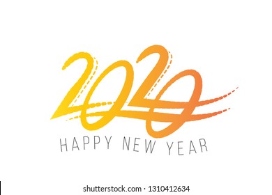 2020 New Year. Text golden with gradient 