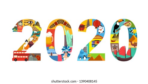 2020 New Year travel illustration