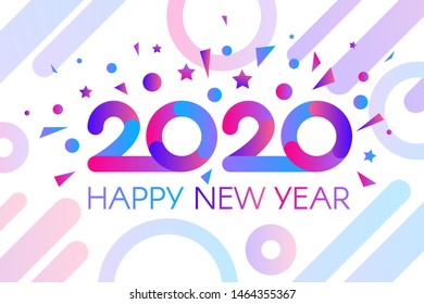 2020 New Year vector banner template. Happy celebration greetings, party poster, postcard design