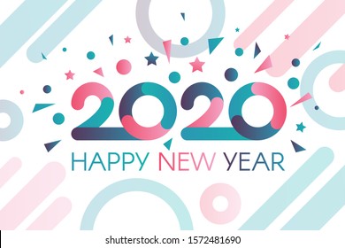 2020 New Year vector banner template. Happy celebration greetings, party poster, postcard design