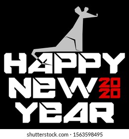 2020 New Year. Vector New Year illustration with a rat. Wishing the new year with the symbol of 2020