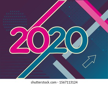 2020 New Year vector illustration. Geometric modern abstract.